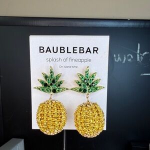 BaubleBar Tropical Pineapple Earrings - Green and Gold
